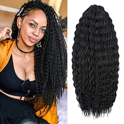 YEESHEDO 3 Packungen 22 Zoll Schwarz Häkelzöpfe Haar, Haare häkeln lockig, Crochet Braids Hair Ocean Wave Crochet Hair Curly, Deep Wave Hair Haarverlängerungen für Frauen Mädchen von YEESHEDO