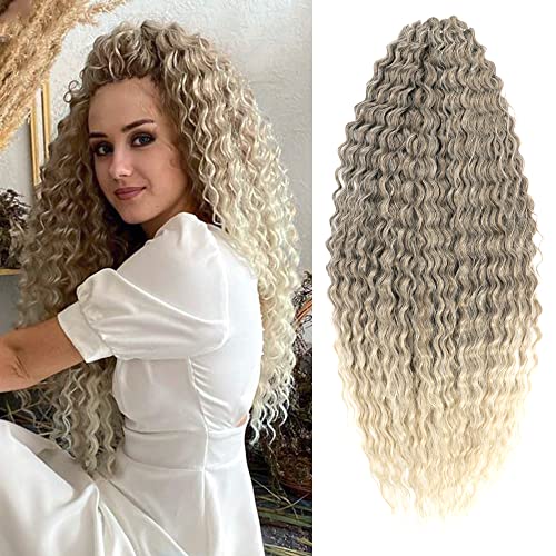 YEESHEDO 3 Packungen 22 Zoll Häkelzöpfe Haar, Brauner Mix blond Haare häkeln lockig, Crochet Braids Hair Ocean Wave Crochet Hair Curly, Deep Wave Hair Haarverlängerungen für Frauen Mädchen von YEESHEDO