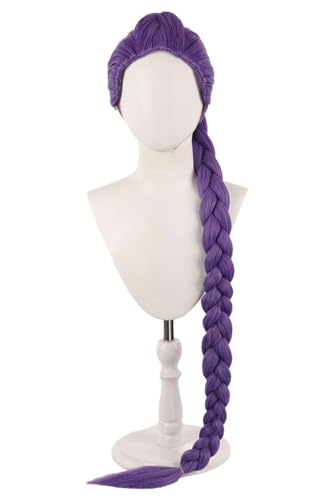 YEESHEDO Dämonenjäger-Kostüm Rumi Cosplay-Perücke Anime Zoey Mira Perücken Langes glattes geflochtenes Haar Accessoire für Frauen (Lila – Rumi) von YEESHEDO