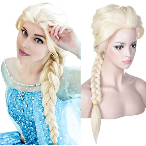 YEESHEDO Elsa Perücke Damen Prinzessin Blonde Flechtperücke für Cosplay-Kostüm Halloween von YEESHEDO