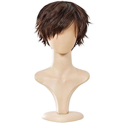 YEESHEDO Unisex Kurze Bob Anime Cosplay Dunkelbraune Perücken Volle natürliche Schicht Gerade Flauschige Haare Kostüm Party Kostüm Perücke für Frauen Männer von YEESHEDO