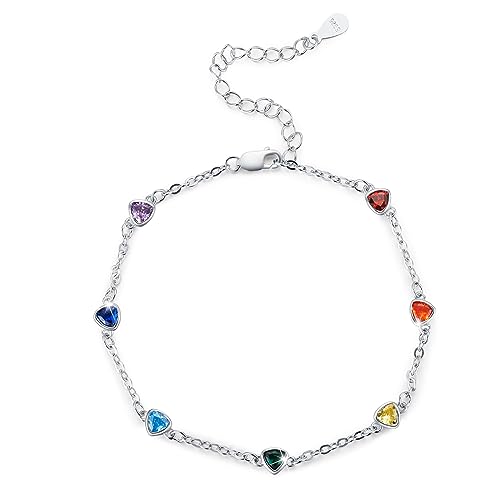 Chakra Fußkettchen Sterlingsilber Dreieck Chakra Fußkettchen 7 Chakren Sommer Strand Fußkettchen Armband für Heibee Fraugeburtstag Weihnachen Geschenke für Frauten rauen Frau Freundin (Dreieck Chakra) von YEESIA