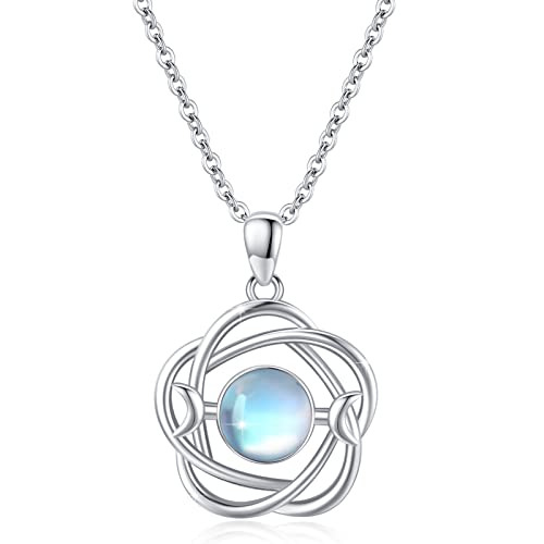 Triple Moon Göttin Halskette Sterling Silber Mondstein Wicca Anhänger Pentagramm Halskette Amulett Schutz Mondsichel übernatürliche Halskette von YEESIA