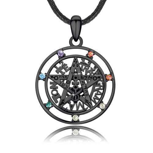 YEESIA 7 Chakra-Halskette für Damen, 925er Sterlingsilber, schwarzer Pentagramm-Chakra-Anhänger, Halskette, Yoga-Schmuck, Geschenk für Frauen YEESIA 7 Chakra-Halskette für Damen, 925er Sterlingsilber, schwarzer Pentagramm-Chakra-Anhänger, Halskette, Yoga-Schmuck, Geschenk für Frauen von YEESIA