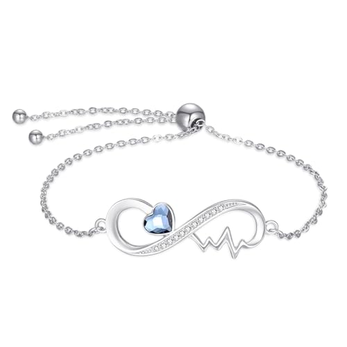 YEESIA Unendlichkeits Armband Damen 925 Sterling Silber Verstellbares Unendlichkeits Armband mit Kristallen Prime Schmuck Abschlussgeschenk Geburtstagsgeschenk für Frauen Tochter von YEESIA