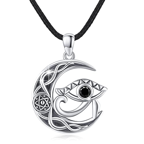 YEESIA Ägyptisch Auge des Horus Halskette Sterling Silber Antike Wedjat Auge des Ra Horus Symbol des Schutzes Amulett Schützende Koptische Schmuck Geschenke für Frauen Männer von YEESIA