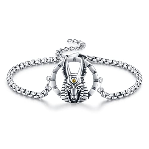 YEESIA Anubis-Armband, 925er Sterlingsilber, ägyptisches Anubis-Armband, verstellbar, ägyptischer Schmuck, Geschenk für Frauen und Männer von YEESIA