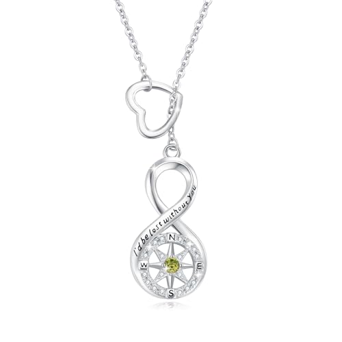 YEESIA August Geburtsstein Halskette Damen 925 Sterling Silber Unendlichkeitskompass Halskette mit Zirkonia Unendlichkeitsschmuck Geburtstag Abschluss Geschenk für Ehefrau, beste Freundin, Tochter von YEESIA