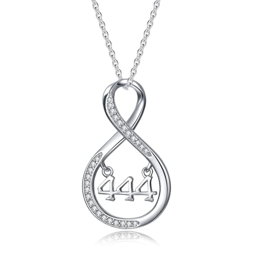 YEESIA Halskette mit Engelszahl 444, 925er-Sterlingsilber, Unendlichkeits-Engelszahl-Anhänger-Halskette, Numerologie-Schmuck für Frauen und Mädchen YEESIA Halskette mit Engelszahl 444, 925er-Sterlingsilber, Unendlichkeits-Engelszahl-Anhänger-Halskette, Numerologie-Schmuck für Frauen und Mädchen von YEESIA