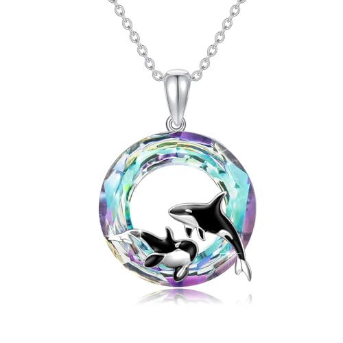 YEESIA Killerwal-Halskette, 925er Sterlingsilber, Killerwal-Anhänger, Halskette mit Kristall, Ozeantier-Schmuck, Geschenk für Frauen YEESIA Killerwal-Halskette, 925er Sterlingsilber, Killerwal-Anhänger, Halskette mit Kristall, Ozeantier-Schmuck, Geschenk für Frauen von YEESIA