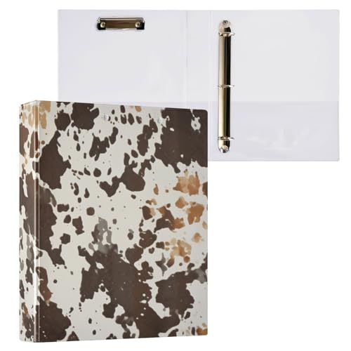 YEGAME Ringbuch mit 3 Ringen, Kuh-Druck, 3,8 cm, runde Ringe für 200 Blatt, Klemmbrett-Organizer mit 3 transparenten PVC-Taschen und rutschfestem Metallclip für Bürobedarf, 1 Stück YEGAME Ringbuch mit 3 Ringen, Kuh-Druck, 3,8 cm, runde Ringe für 200 Blatt, Klemmbrett-Organizer mit 3 transparenten PVC-Taschen und rutschfestem Metallclip für Bürobedarf, 1 Stück von YEGAME