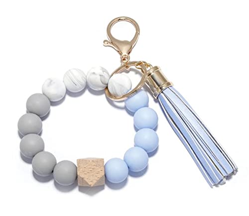YEHJDSMD Silikonperlen Quaste Schlüsselanhänger für Frauen Armband Anhänger Schlüsselanhänger Zubehör Mode, Silber, G von YEHJDSMD