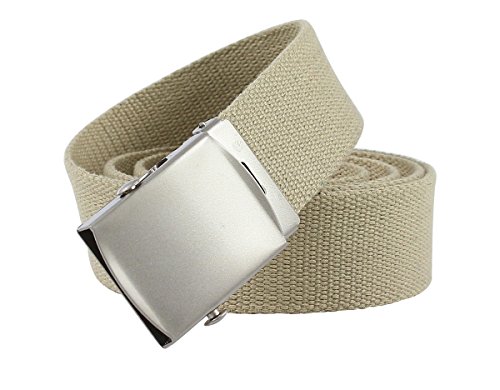 YEHMAN Unisex Gürtel Canvas Belt militärisches Design, mit Metall Gürtelschnalle Taktischer Gurtel Outdoor Sportarten Stufenlos Verstellbarer Länge 130 cm Breite 3.5 cm Beige von YEHMAN