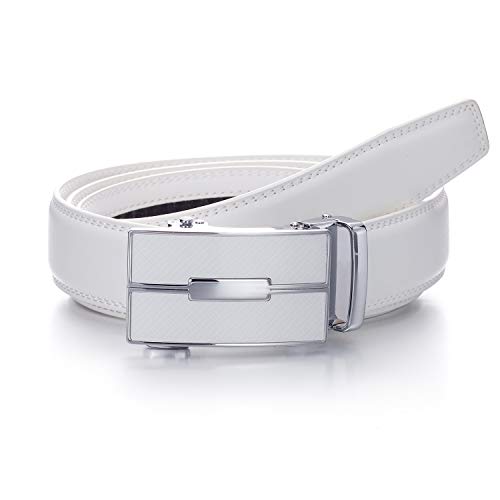 YEHMAN Herren Ratsche Automatik Leder Gürtel ohne Löcher mit Automatikschließe 3 cm Breite verstellbare grösse für Männer. Länge 120 cm, 505 weiß YEHMAN Herren Ratsche Automatik Leder Gürtel ohne Löcher mit Automatikschließe 3 cm Breite verstellbare grösse für Männer. Länge 120 cm, 505 weiß von YEHMAN