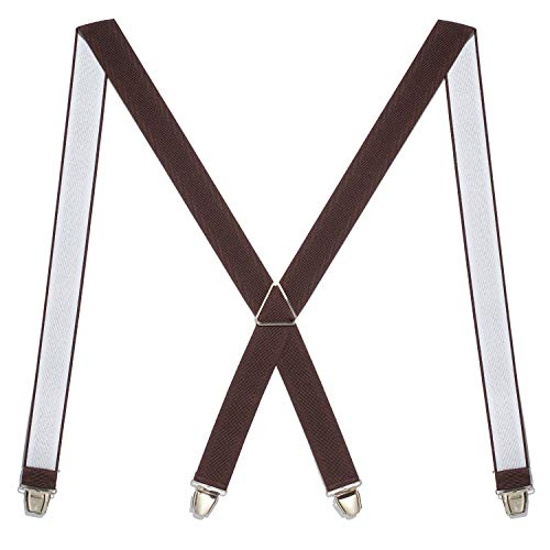 YEHMAN Hosenträger Braun Breit 3.5 cm 4 Metall Clip Deutsche Qualität Einstellbar und Elastisch X Style für Herren damen von YEHMAN