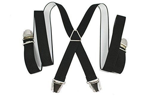 YEHMAN Hosenträger Schwarz Breit 2.5 cm 4 Metall Clip Deutsche Qualität Einstellbar und Elastisch X Style für Herren damen von YEHMAN