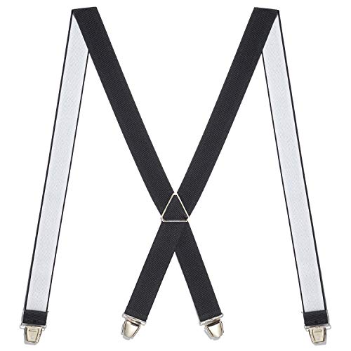 YEHMAN Hosenträger Schwarz Breit 3.5 cm 4 Metall Clip Deutsche Qualität Einstellbar und Elastisch X Style für Herren damen von YEHMAN
