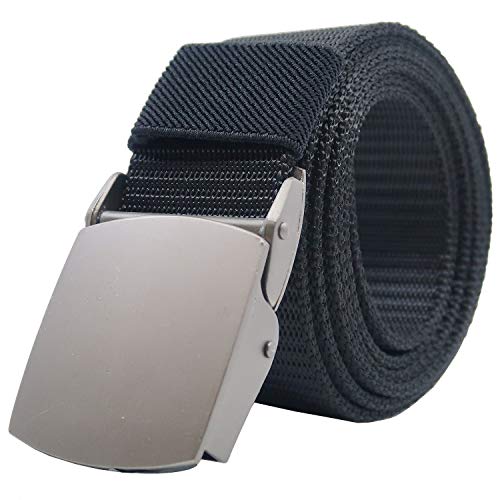 YEHMAN Unisex Gürtel Nylon Belt militärisches Design, mit Metall Gürtelschnalle Automatischer Taktischer Gurtel Outdoor Sportarten Stufenlos Verstellbarer Länge 120 cm Breite 3.8 cm - Schwarz von YEHMAN