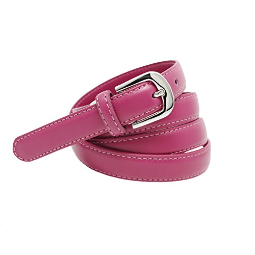 YEHMAN klassischer dünner damen Ledergürtel breite 2 cm Länge 120 cm kürzbar Fuchsia von YEHMAN