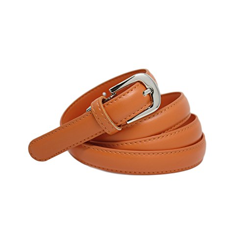 YEHMAN klassischer dünner damen Ledergürtel breite 2 cm Länge 120 cm kürzbar Orange von YEHMAN