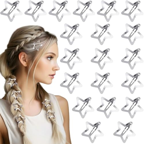 Stern-Haarspangen, niedlicher Stern, Haar-Accessoires, Clips für Damen und Mädchen, Gold/Silber (Silber), 20 Stück von YEHOOM