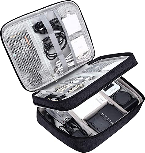 Kabel-Organizer-Tasche, elektronisches Zubehör, Reise-Elektronik-Organizer, Kabelhülle für Powerbank, Kamera, iPad und Speicherkarte (3Layer Schwarz) von YEICXOH
