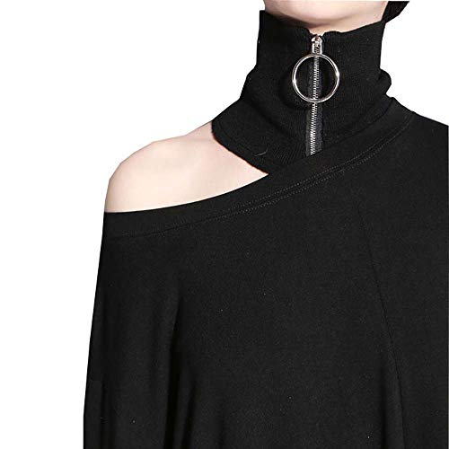 YEKEYI Abnehmbarer gestrickter falscher Kragen mit Reverskragen, Reißverschluss, Choker-Halsband für Damen, Schwarz01, Einheitsgröße von YEKEYI