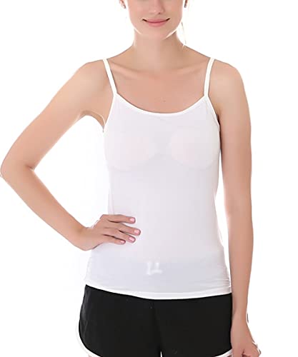 YEKEYI Camisole für Frauen, Spaghettiträger, Tank-Top, Camisole Modal, Basic Solid Camisole Yoga Tanks Tops Weste Tube Top - Weiß - Einheitsgröße von YEKEYI