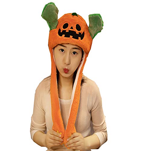 YEKEYI Springmütze für Damen und Mädchen, mit Ohren, Tierhut, Pop-Up-Ohren, Plüschmütze, Kopfband für Halloween, Orange von YEKEYI