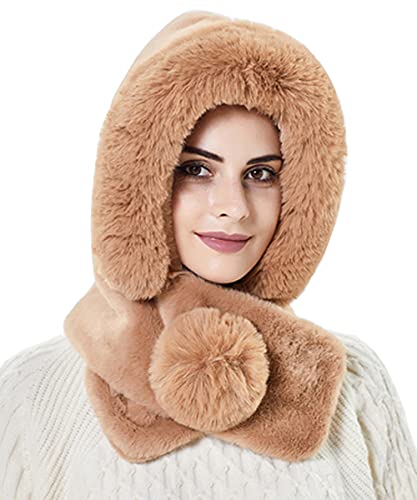 YEKEYI Damen Winter Schal Mütze Kopfwärmer für Snow Boarding Strick Skimütze Sturmhaube Strick Totenkopf Mütze Beanie Mütze, khaki, 7 1/8 von YEKEYI