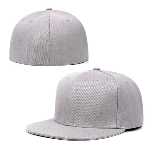 YEKEYI Flat Bill Visor Snapback Hat Blank Brim High Top End Trendy Lain Tone Baseball Cap Cowboyhut, L, grau, 59 von YEKEYI