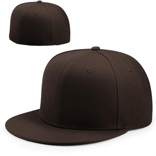YEKEYI Flat Bill Visor Snapback Hat Blank Brim High Top End Trendy Lain Tone Baseball Cap Cowboyhut, coffee, 61 von YEKEYI