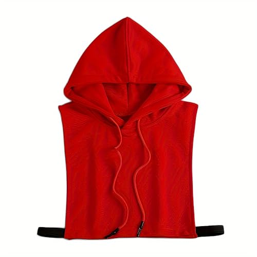 YEKEYI Halbe Bluse Falscher Kragen Falscher Kragen Dickey Kragen Pullover Hoodie mit Hut Sturmhaube Totenkopf Kappe, Rot/Ausflug, einfarbig (Getaway Solids), Einheitsgröße von YEKEYI