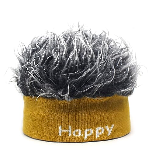 YEKEYI Halloween Unisex Lustige Beanie Mütze Stirnband mit Stacheln Haar Fake Hat mit Haaren Lustig von YEKEYI