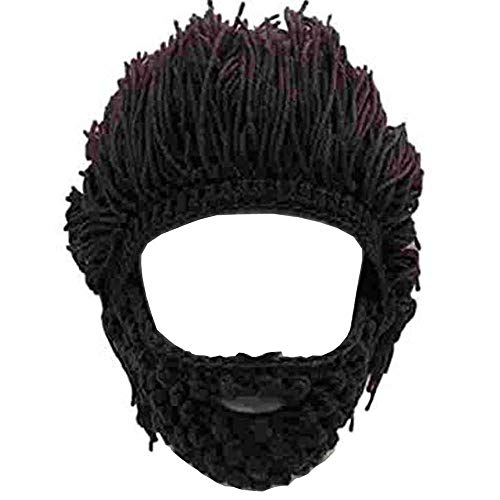 YEKEYI Strickmütze für Kinder und Erwachsene, Barbaren-Beanie-Mütze, handgefertigt, gestrickt, lustiger Totenkopf, Braun, Groß von YEKEYI