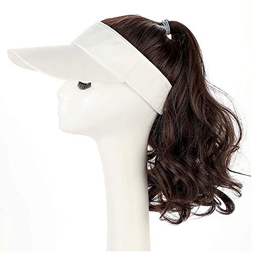 YEKEYI Outdoor Hut Perücke Hut mit Haar Pferdeschwanz Perücke Baseballmütze mit Haar braun schwarz gewellt Frauen Perücke Hüte von YEKEYI