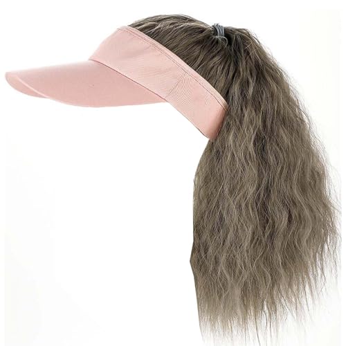YEKEYI Pferdeschwanz Perücke Baseballmütze mit Haar Synthetische Hüte mit Haar befestigt lange gewellte Haare für Frauen täglich Party Verwendung von YEKEYI