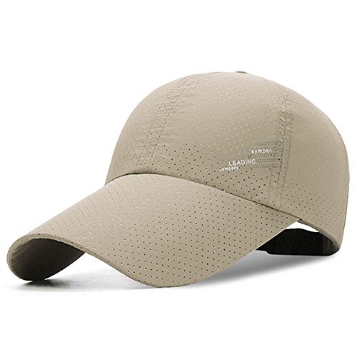 YEKEYI Schnell trocknende Outdoor-Baseballkappe mit langer Rechnung, UPF 50+ Sonnenhüte für Damen und Herren, beige, Einheitsgr��e von YEKEYI