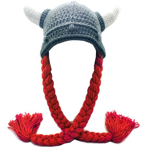 YEKEYI Unisex Kopf Barbarian Vagabond Beanie Original Hüte Wikinger Hörner Bärte Lustige Skimütze, Rot/Ausflug, einfarbig (Getaway Solids), 7 1/8 von YEKEYI