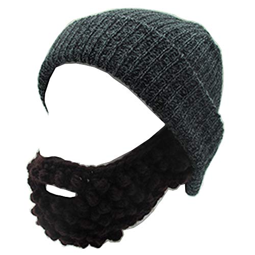 YEKEYI Unisex Wacky Beard Hat Knit Funny Beanie Halloween Cap Windmaske Gr. Einheitsgröße, Schwarz von YEKEYI