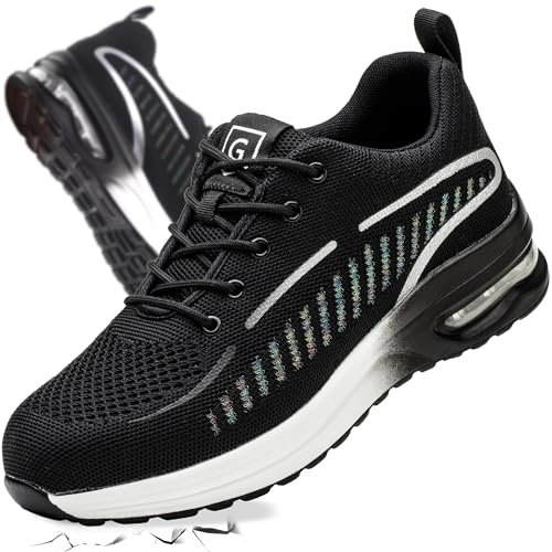 YEKOYIOO Sicherheitsschuhe Arbeitsschuhe Herren Leicht Stahlkappenschuhe Sportlich Schutzschuhe mit Stahlkappe Arbeitsschutzschuhe Safety Shoes rutschfest Atmungsaktiv Tarnfarbe Grau 45 EU von YEKOYIOO