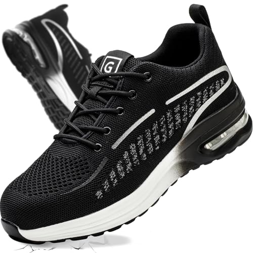 YEKOYIOO Arbeitsschuhe Herren Sicherheitsschuhe Herren Stahlkappenschuhe Arbeit Sportlich Leicht Arbeitssicherheitsschuhe Schwingungsdämpfung rutschfest Atmungsaktiv Grau 41 EU von YEKOYIOO