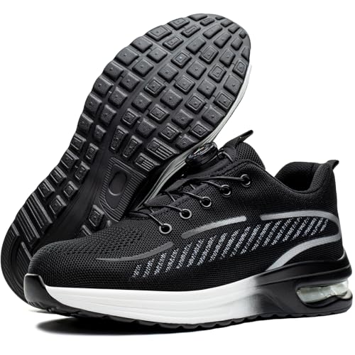 YEKOYIOO Arbeitsschuhe Sicherheitsschuhe Herren Damen Leicht Stahlkappenschuhe Sportliche Atmungsaktiv Ohne Binden Schnürsenkel Arbeitsschutzschuhe Safety Shoes Grau 38 EU von YEKOYIOO