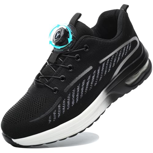 YEKOYIOO Arbeitsschuhe Sicherheitsschuhe Herren Damen Leicht Stahlkappenschuhe Sportliche Atmungsaktiv Ohne Binden Schnürsenkel Arbeitsschutzschuhe Safety Shoes Grau 40 EU von YEKOYIOO