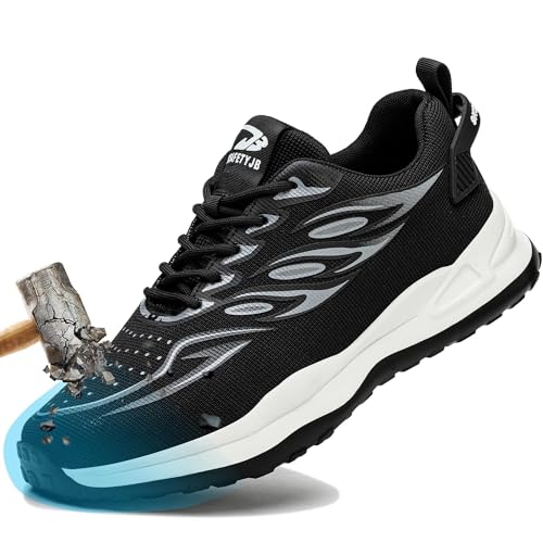 YEKOYIOO Sicherheitsschuhe Damen Arbeitsschuhe Damen Leichte Arbeitssicherheitsschuhe Stahlkappenschuhe Sportlich rutschfeste Atmungsaktiv Grau 36 EU von YEKOYIOO