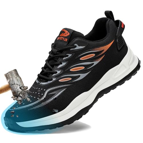 YEKOYIOO Arbeitsschuhe Sicherheitsschuhe Herren Damen Leicht Stahlkappenschuhe Herren Arbeitssicherheitsschuhe Atmungsaktiv rutschfeste Arbeits- & Berufsschuhe Braun 40 EU von YEKOYIOO