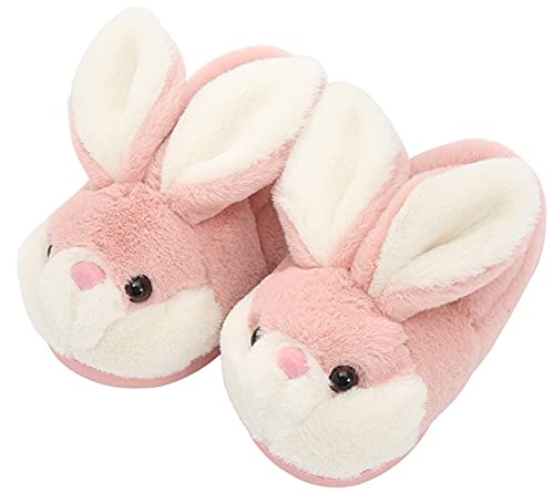 YELAN Damen Niedlich Hase Tiere Hausschuhe Interessant Komfortabel Plüsch Hausschuhe Weich Pelzige Winter Warm halten Mann Heim Hausschuhe (39/40, Red slipper, numeric_39) von YELAN