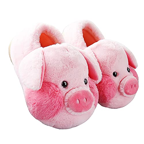 YELAN Schwein pantoffeln Süße Tier hausschuhe Winter hausschuhe Damen Hausschuhe Herren hausschuhe Warme Hausschuhe Plüsch Hausschuhe Bequeme Hausschuhe Baumwoll schuhe (35/36, Pink, numeric_35) von YELAN