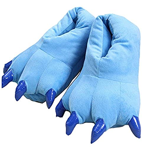 YELAN Unisex Soft Plüsch Haus Hausschuhe Tier Kostüm Pfote Claw Schuhe Lustige Hausschuhe Warme Hausschuhe (35/39, Blue, numeric_35) von YELAN