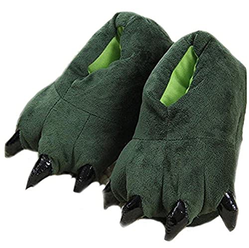 YELAN Unisex Soft Plüsch Haus Hausschuhe Tier Kostüm Pfote Claw Schuhe Lustige Hausschuhe Warme Hausschuhe (35/39, Green, numeric_35) von YELAN